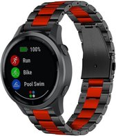 Stalen Smartwatch bandje - Geschikt voor  Garmin Vivoactive 4 stalen band - 45mm - zwart/rood - Horlogeband / Polsband / Armband