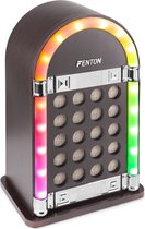 Bluetooth speaker - Fenton JKB40 jukebox accu speaker  - Retro Bluetooth speaker - Vintage - Met gekleurde LED's - 30W - Bruin