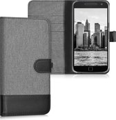kwmobile telefoonhoesje voor Motorola Moto G4 / Moto G4 Plus - Hoesje met pasjeshouder in grijs / zwart - Case met portemonnee