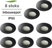 8 Stuks Lybardo Inbouwspot LED - Inbouw armatuur Badkamer IP65 - Rond - Zand Zwart