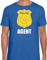 Agent politie embleem t-shirt blauw voor heren - politie - verkleedkleding / carnaval kostuum XL