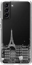 Casetastic Samsung Galaxy S21 Plus 4G/5G Hoesje - Softcover Hoesje met Design - Paris City Houses White Print