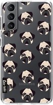 Casetastic Samsung Galaxy S21 4G/5G Hoesje - Softcover Hoesje met Design - Pug Trouble Print