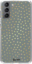Casetastic Samsung Galaxy S21 4G/5G Hoesje - Softcover Hoesje met Design - Golden Hearts Green Print