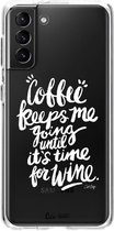 Casetastic Samsung Galaxy S21 Plus 4G/5G Hoesje - Softcover Hoesje met Design - Coffee Wine White Transparent Print