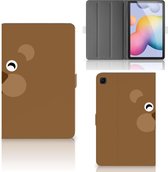 Case Geschikt voor Samsung Galaxy Tab S6 Lite | Tab S6 Lite 2022 Cover met Magneetsluiting Bear Brown