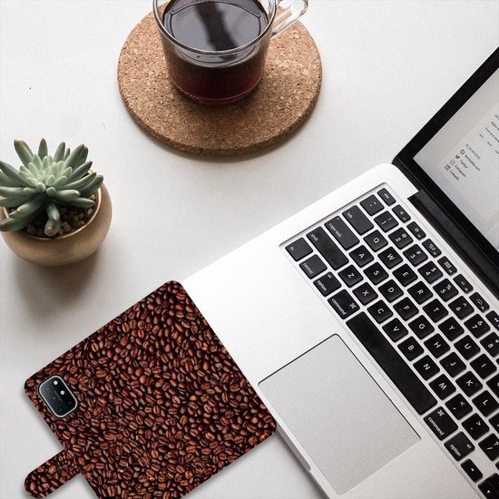 PU Premium Housse pour OnePlus 8T Portefeuille Grains De Café