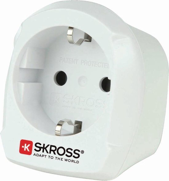 SKROSS - Reisstekker/Wereldstekker - Europa naar Engeland (UK) - Zwitserse kwaliteit - Input voltage 100V - 250V