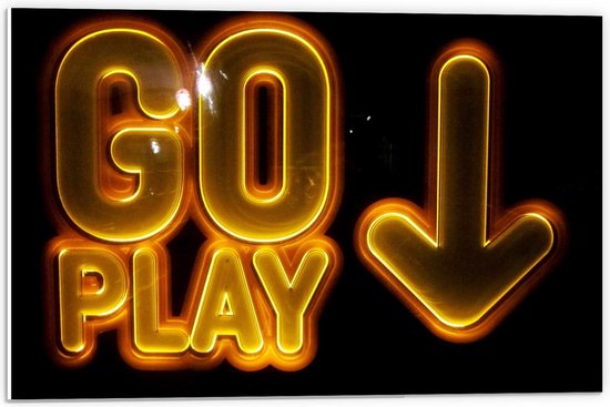 Forex - Gele Letters ''Go Play''  - 60x40cm Foto op Forex