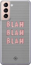 Samsung S21 hoesje siliconen - Blah blah blah | Samsung Galaxy S21 case | blauw | TPU backcover transparant