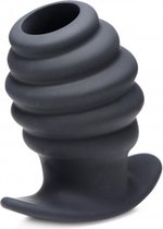 Hive Ass Tunnel 4" Silicone Ribbed Hollow Anal Plug - Large - Butt Plugs & Anal Dildos - black - Discreet verpakt en bezorgd