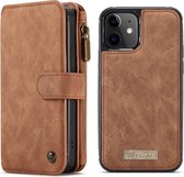 CaseMe Luxe 2 in 1 Portemonnee Booktype iPhone 12 Mini hoesje - Bruin