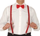 Boland party Carnaval verkleed bretels - pailletten rood - heren/dames - verkleedkleding accessoires