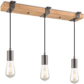 Home sweet home hanglamp Denton 3L - Mat staal - hout / burned metal