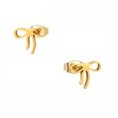Aramat jewels ® - Zweerknopjes oorbellen strik goudkleurig chirurgisch staal 9mm x 6mm