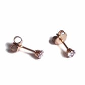 Aramat jewels ® - Zweerknopjes rond zirkonia rosékleurig lila staal 3mm