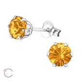 Aramat jewels ® - Oorbellen rond swarovski elements kristal 925 zilver topaas goud 6mm