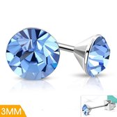 Aramat jewels ® - Ronde zweerknopjes licht blauw kristal staal 3mm