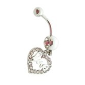 Navelpiercing hart love transparant chirurgisch staal volwassenen dames