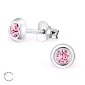 Aramat jewels ® - 925 sterling zilveren oorbellen 5mm swarovski elements kristal roze