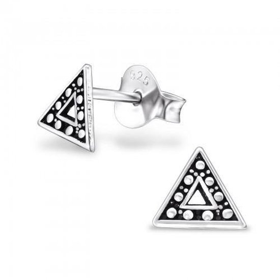 Aramat jewels ® - 925 sterling zilveren oorbellen driehoek geoxideerd