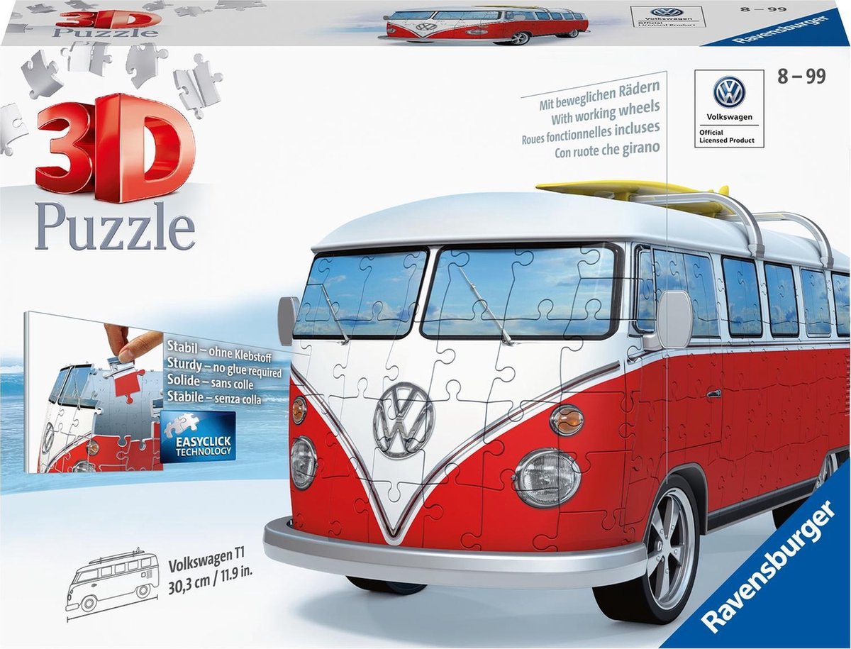 Moet Vernietigen Mineraalwater Ravensburger Volkswagen bus T1 bulli - 3D puzzel - 162 stukjes | bol.com