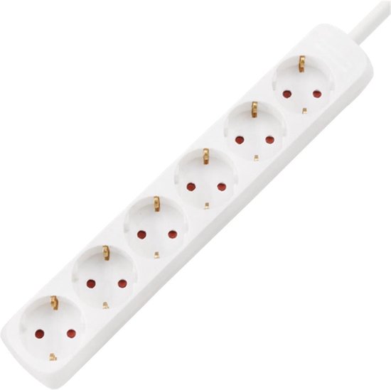 Verlengsnoer – Aigi Wayne – 3680W – 6 Stopcontacten – 1.5 Meter – Wit | Nederland