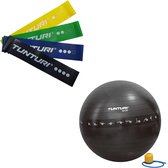 Tunturi - Fitness Set - Weerstandsbanden 4 stuks - Gymball Zwart met Anti Burst 90 cm