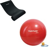 Tunturi - Fitness Set - Fitnessmat 160 x 60 x 0,7 cm - Gymball Rood 55 cm