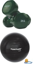 Tunturi - Fitness Set - Vinyl Dumbbell 2 x 2 kg  - Gymball Zwart 55 cm