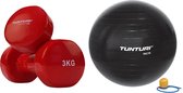 Tunturi - Fitness Set - Vinyl Dumbbell 2 x 3 kg  - Gymball Zwart 90 cm