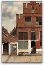 Schilderij Het straatje - Johannes Vermeer - Rijksmuseum - Foto op canvas - Canvasposter met ophangsysteem - 80 x 120 cm