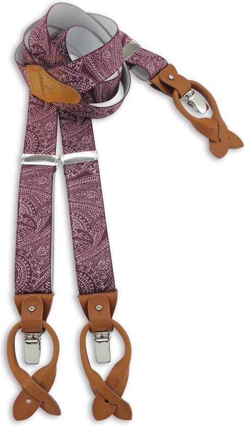 Sir Redman - Bretels met strik - bretels combi pack Paisley Sketch - mauve