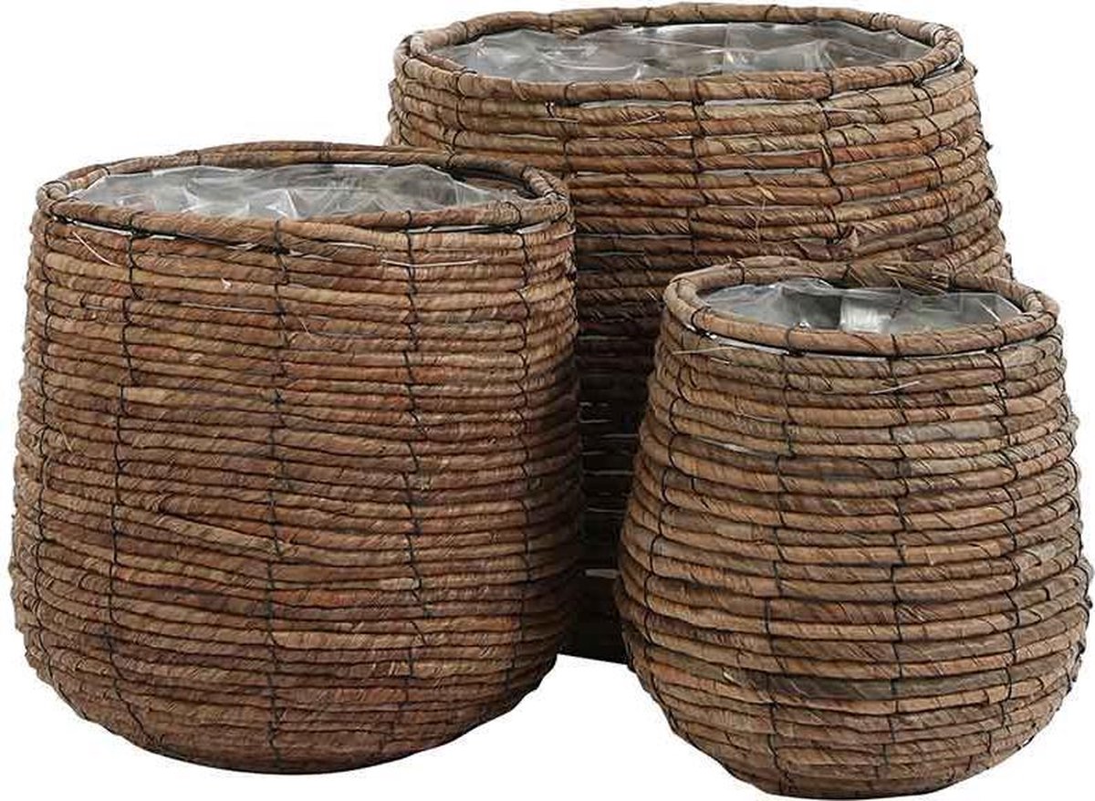 Mica Decorations Santo Manden - H31 x Ø33 cm - Set van 3 - Bruin