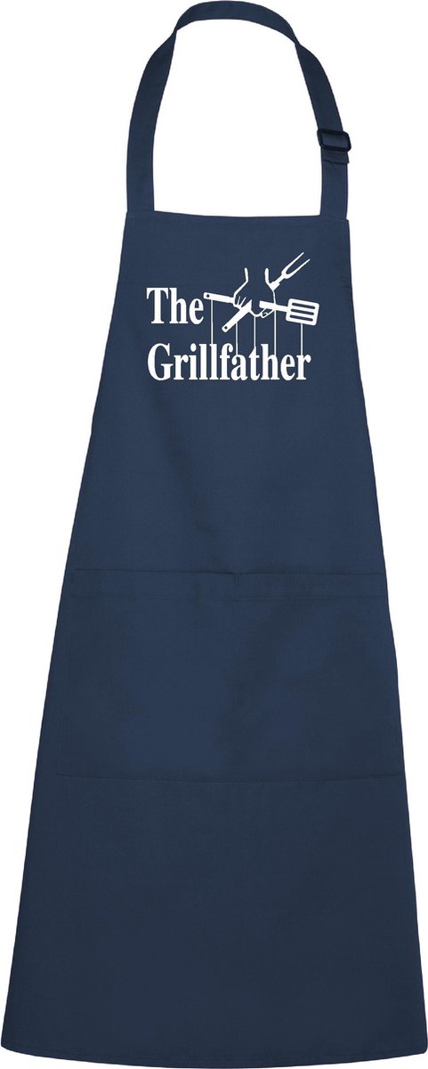 mijncadeautje - luxe keukenschort - The Grillfather - navy / blauw