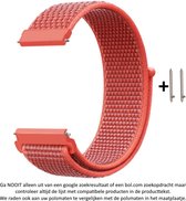 Oranje Roze Nylon Bandje voor 20mm Smartwatches (zie compatibele modellen) van Samsung, Pebble, Garmin, Huawei, Moto, Ticwatch, Seiko, Citizen en Q – 20 mm nectarine / orange / pin