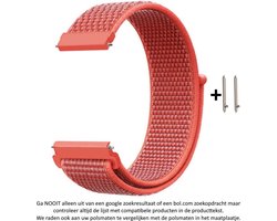 Oranje Roze Nylon Bandje geschikt voor 20mm Smartwatches (zie compatibele modellen) van Samsung, Pebble, Garmin, Huawei, Moto, Ticwatch, Seiko, Citizen en Q – 20 mm nectarine / orange / pink nylon smartwatch strap