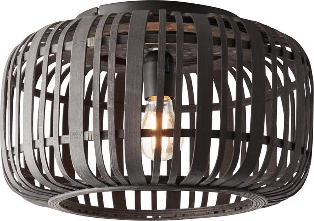 Brilliant Woodrow - Plafondlamp - E27 max 1x60W - Hout/Zwart | bol