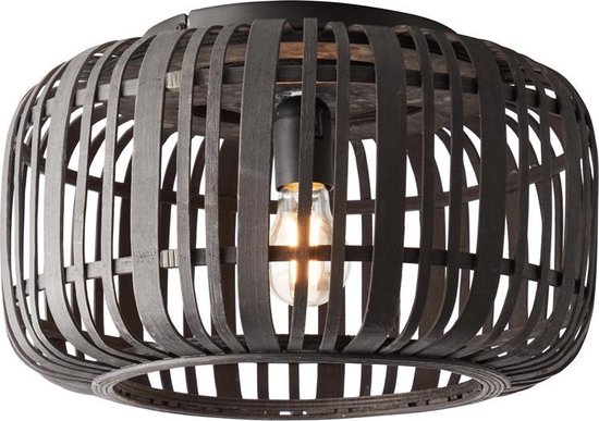 BRILLIANT Woodrow plafonnier 40cm bois foncé / noir éclairage intérieur, plafonnier, décoratif | 1x A60, E27, 60W, adapté aux ampoules normales (non incluses) | A ++ | Convient aux lampes LED