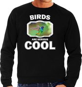 Dieren vogels sweater zwart heren - birds are serious cool trui - cadeau sweater kolibrie vogel/ vogels liefhebber M