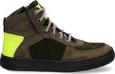 Braqeez 419830-567 Jongens Hoge Sneakers - Groen - Leer - Veters