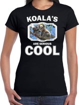 Dieren koalaberen t-shirt zwart dames - koalas are serious cool shirt - cadeau t-shirt koala beer/ koalaberen liefhebber XS