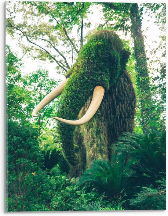Acrylglas - Mammoet in de Groene Jungle   - 30x40cm Foto op Acrylglas (Wanddecoratie op Acrylglas)