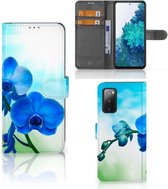Telefoonhoesje Samsung Galaxy S20FE Wallet Book Case met foto Orchidee Blauw Valentijn Cadeautje Vrouw