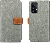 iMoshion Luxe Canvas Booktype Samsung Galaxy A72 hoesje - Grijs