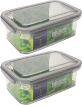 6x Contenants de stockage / aliments frais 1,9 litre plastique transparent / gris 24 x 15 cm - Tudela - Nourriture de conservation des aliments - Contenants de congélation