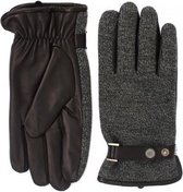 Handschoenen grijs met zwart leer