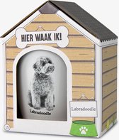 Mok - Hond - Cadeau - Labradoodle - Gevuld met een dropmix - In cadeauverpakking met gekleurd lint