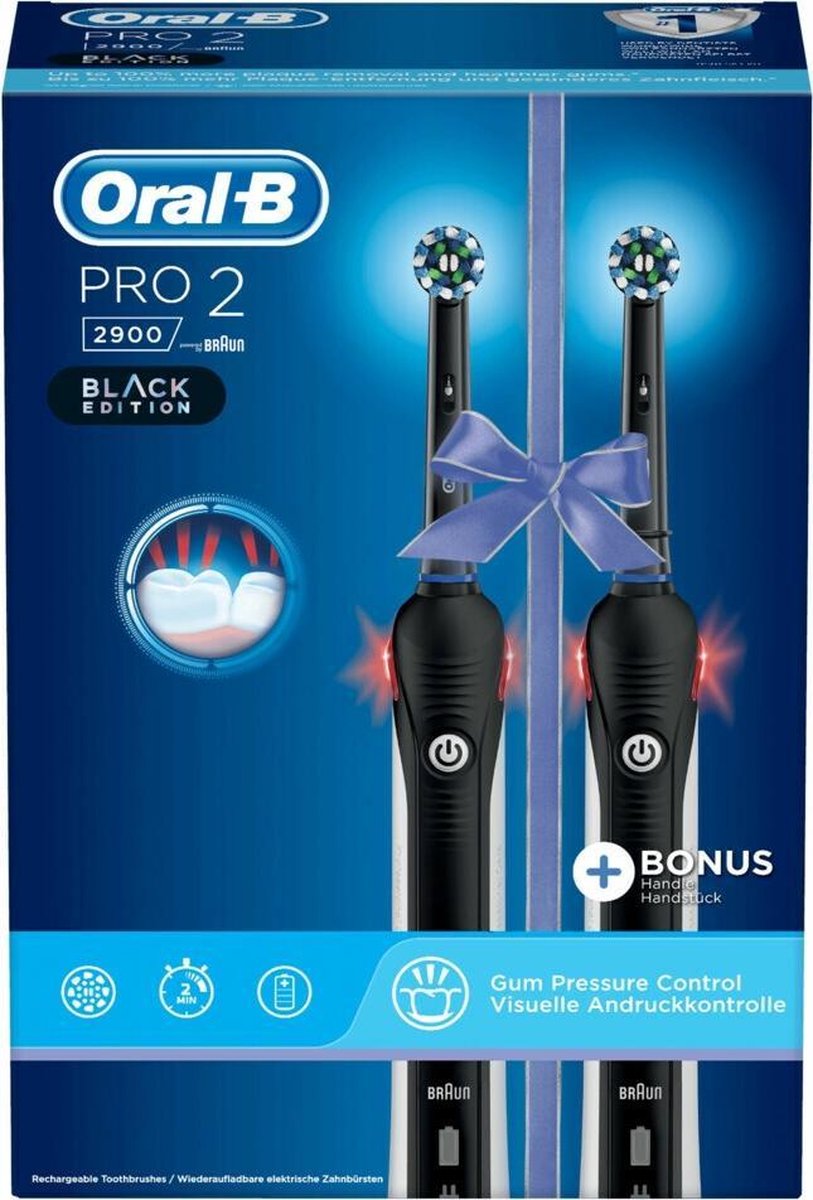 vrijheid veiligheid Gemakkelijk Oral_B Pro 2 - 2900 - Duoverpakking Elektrische Tandenborstel - Zwart |  bol.com