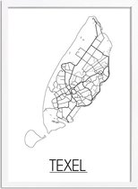 Texel Plattegrond poster A4 + fotolijst wit (21x29,7cm) - DesignClaud